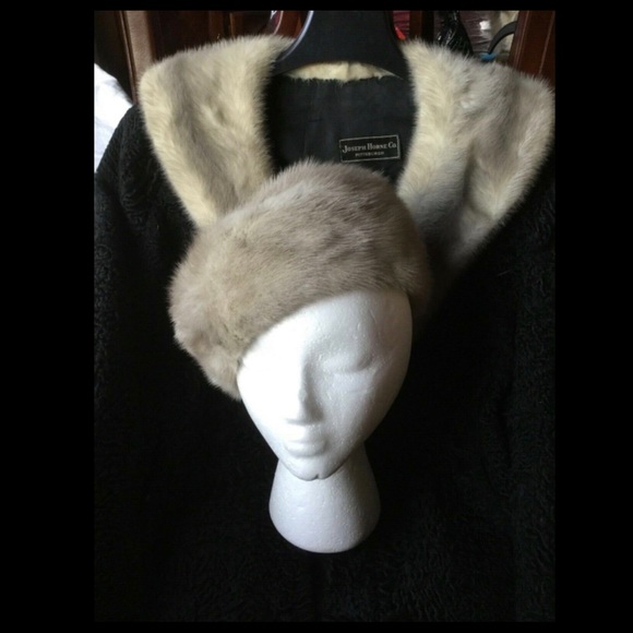 Vntg Wht PLATINUM Sapphire MINK FUR HAT BERET 22\